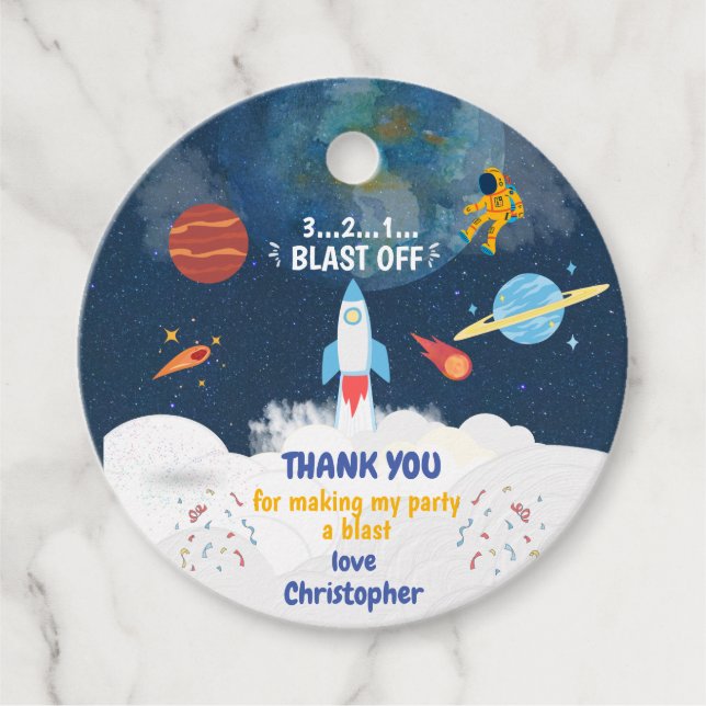 Étiquettes Cadeau Merci Astronaut fête d'anniversaire Espace extra-a (Devant)