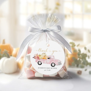 Étiquettes Cadeau Merci Automne rose Vintage Baby shower de camion F