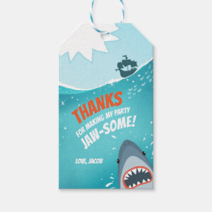 Étiquettes-cadeau Merci aux requins tags Pool Party Bait Anniversair