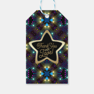 Étiquettes-cadeau Merci Avec Amour Black Gold Magique Stars