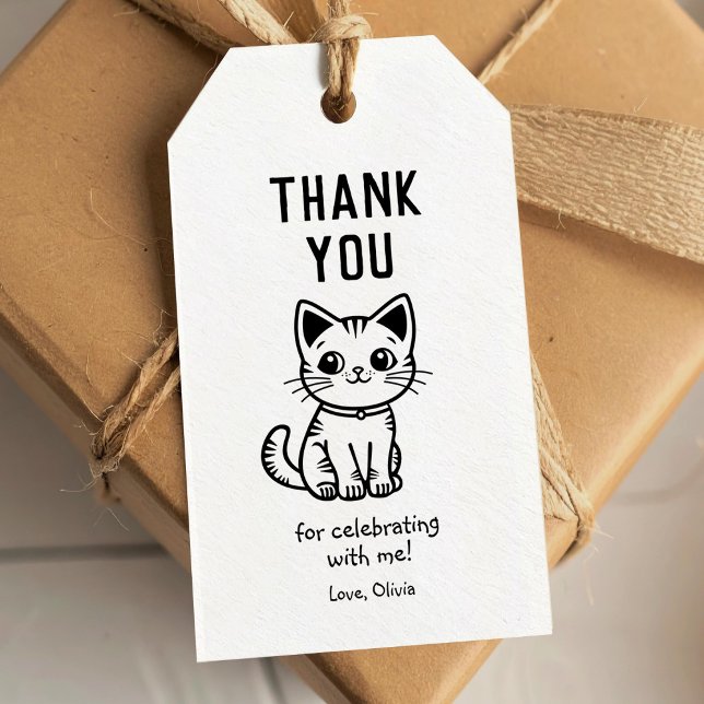 Étiquettes-cadeau Merci avec des couleurs personnalisées chaton mign (Créateur téléchargé)
