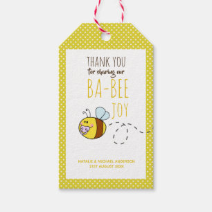 Étiquettes-cadeau Merci BA-BEE Baby shower Polkadot jaune