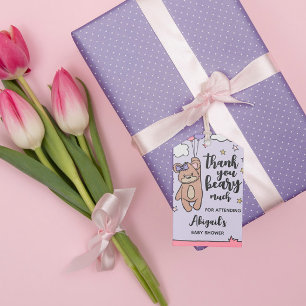 Étiquettes-cadeau Merci Baby shower fille rose beaucoup