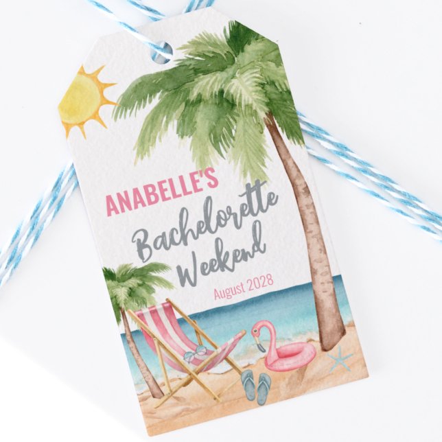 Étiquettes-cadeau Merci Bachelorette Tropical Beach Favoriser (Beach Bachelorette Favor Gift Tags)