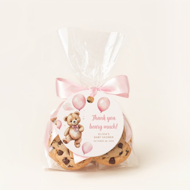 Étiquettes Cadeau Merci Balloon rose Fille Ours En Teddy (Créateur téléchargé)