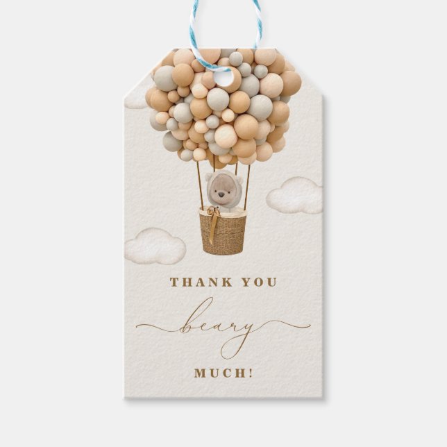 Étiquettes-cadeau Merci Béary Baby shower (Devant)