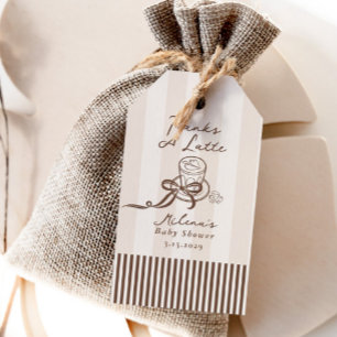 Étiquettes-cadeau Merci beaucoup Bebe Cafe Marron Noeud Bebe Shower