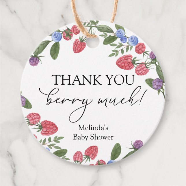 Étiquettes Cadeau Merci beaucoup de douche Berry (Devant)