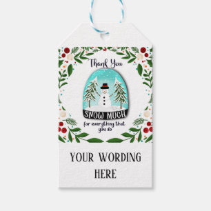 Étiquettes-cadeau merci beaucoup de neige pour tout ce que vous fait
