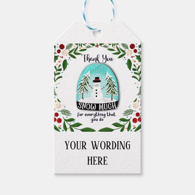 Étiquettes-cadeau merci beaucoup de neige pour tout ce que vous fait (Devant)