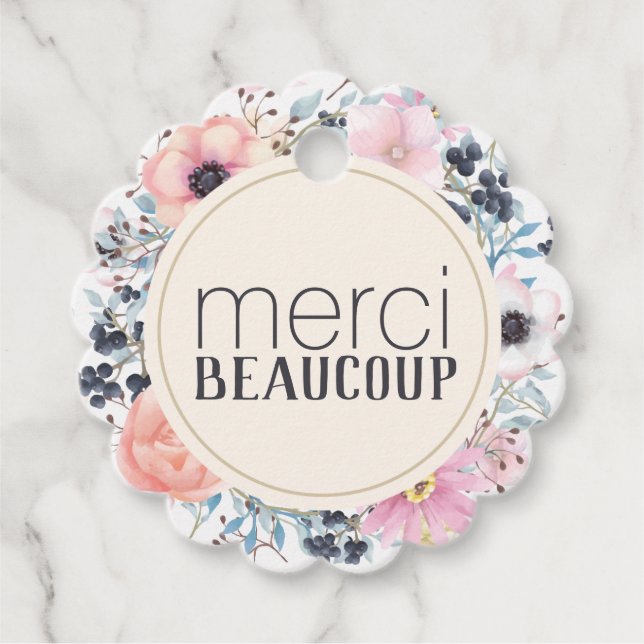 Étiquettes Cadeau Merci Beaucoup Fleur de remerciement (Devant)