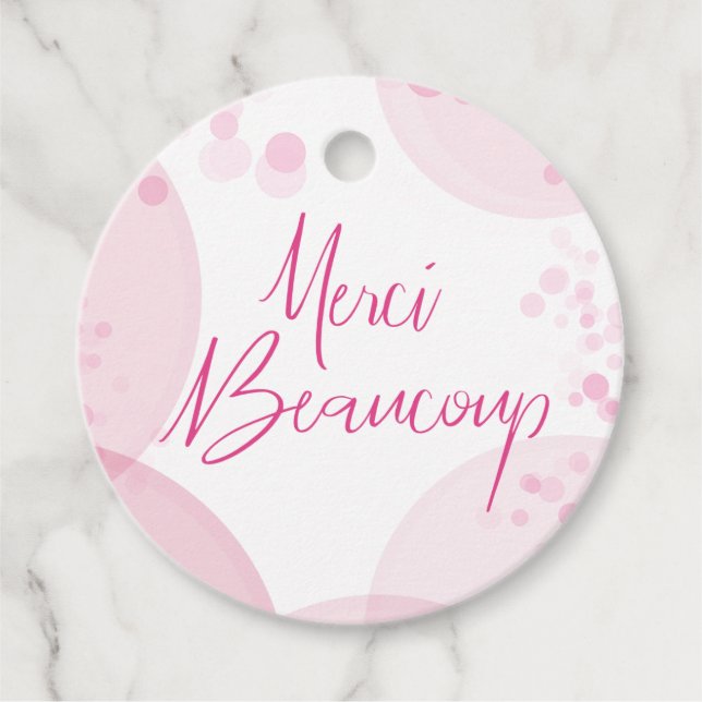 Étiquettes Cadeau Merci Beaucoup Pink et White Bokeh Merci (Devant)