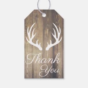 Étiquettes-cadeau Merci blanc d'andouillers de cerfs communs de