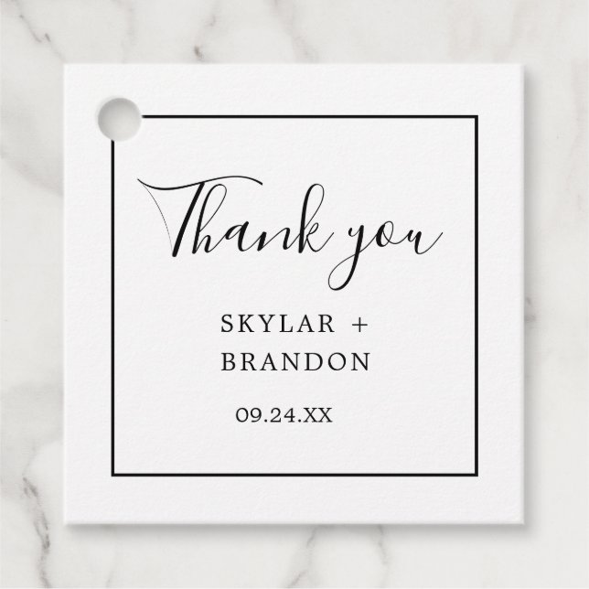 Étiquettes Cadeau Merci blanc minimaliste moderne (Devant)