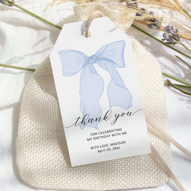 Étiquettes-cadeau Merci bleu Bow Favor (Créateur téléchargé)