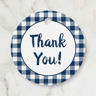 Étiquettes Cadeau Merci bleu En vichy de la marine