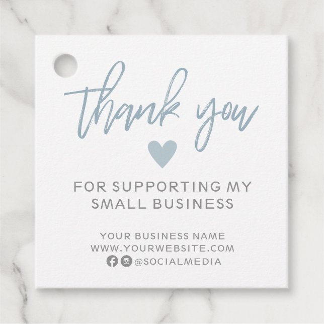 Étiquettes Cadeau Merci bleu et blanc moderne (Devant)
