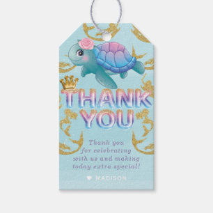 Étiquettes-cadeau Merci bleu rose pour l'anniversaire de la femme