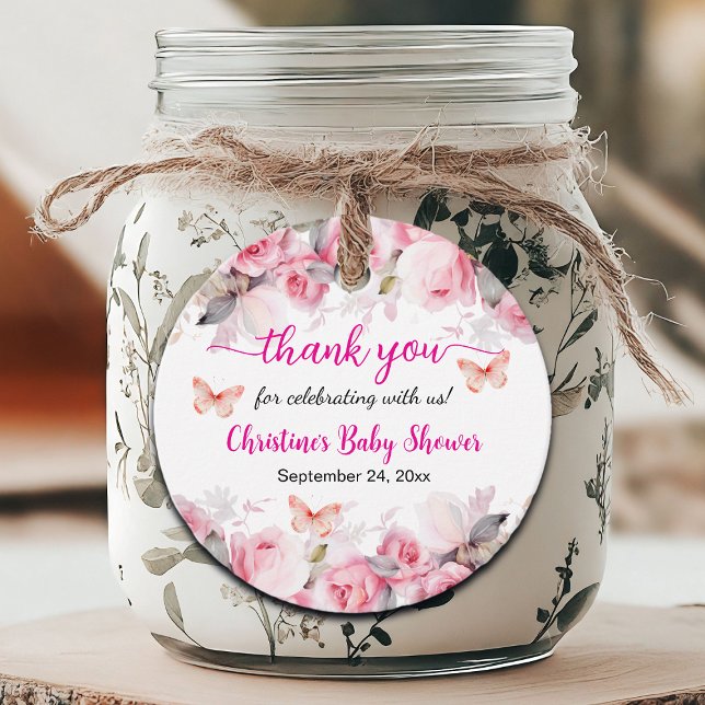 Étiquettes Cadeau Merci Blush Baby shower Rose (Créateur téléchargé)