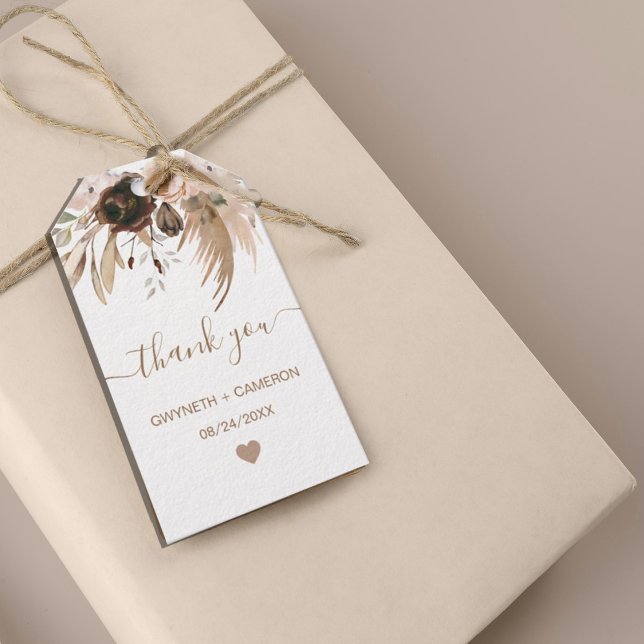 Étiquettes-cadeau Merci Boho Automne Citrouille Douche (#zazzlemade #bohofavortag #thankyou)