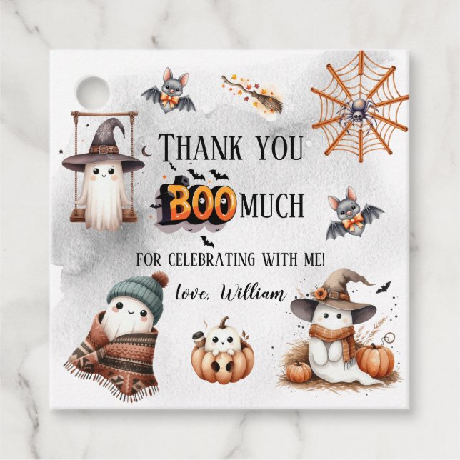Étiquettes Cadeau Merci Boo beaucoup mignon fantôme Éffrayant (Devant)
