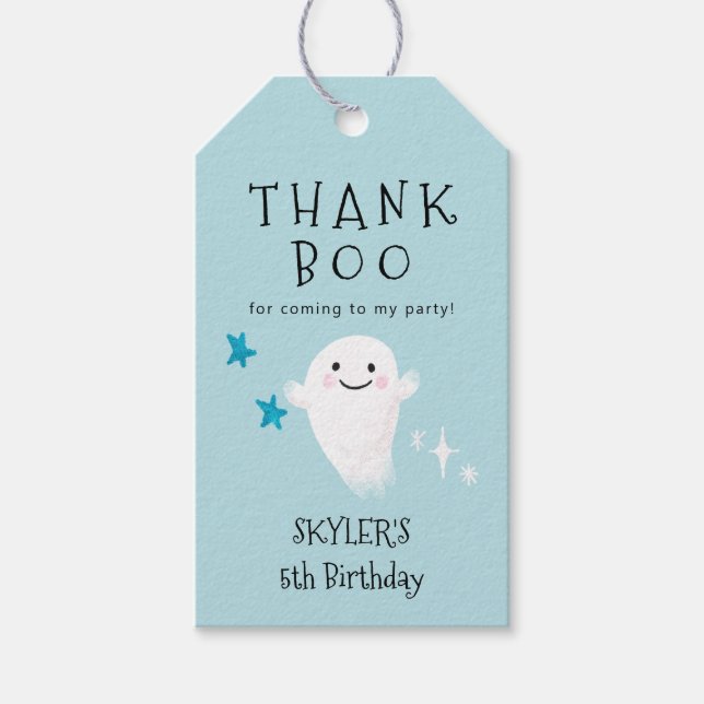 Étiquettes-cadeau Merci Boo | Halloween Boy Birthday Party (Devant)