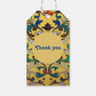 Étiquettes-cadeau Merci botanique Vintage jaune rétro
