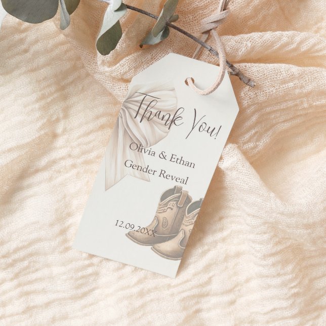 Étiquettes-cadeau Merci Bottes Ou Vaches Beiges Révélation De Sexe (Créateur téléchargé)