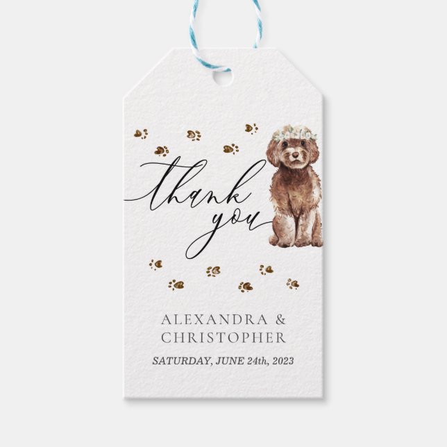 Étiquettes-cadeau Merci Brown Cavapoo chien Mariage (Devant)