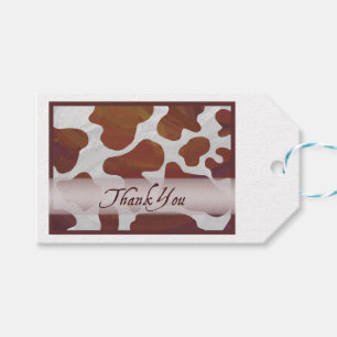Étiquettes-cadeau Merci Brown et blanc de taches de vache