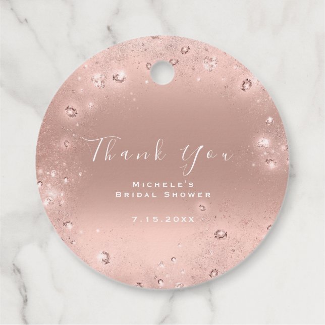 Étiquettes Cadeau Merci Cadeaux de Mariage Douzième Blush Confettis (Dos)