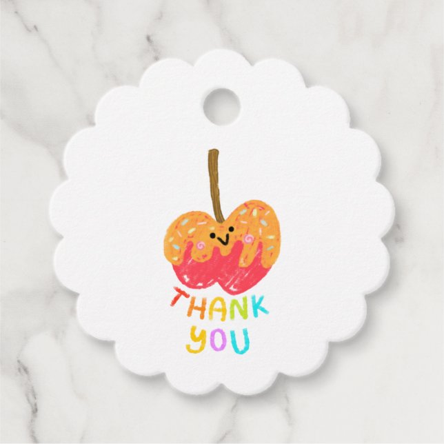 Étiquettes Cadeau Merci Caramel CandyApple friandise sucrée étiquett (Devant)