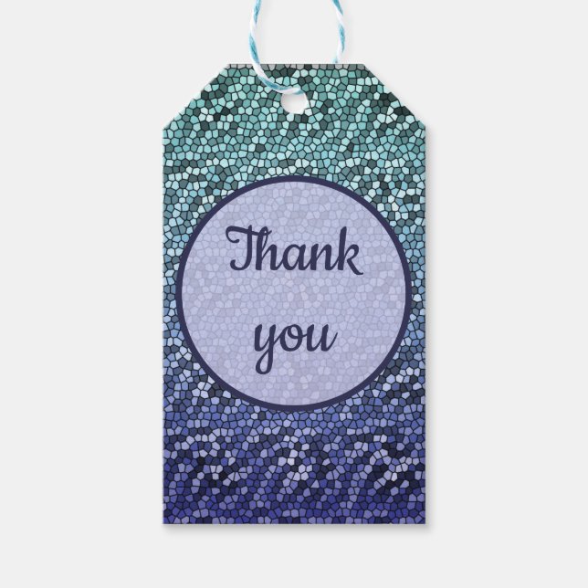Étiquettes-cadeau Merci Carrelage Mosaïque Bleu Gratitude (Devant)