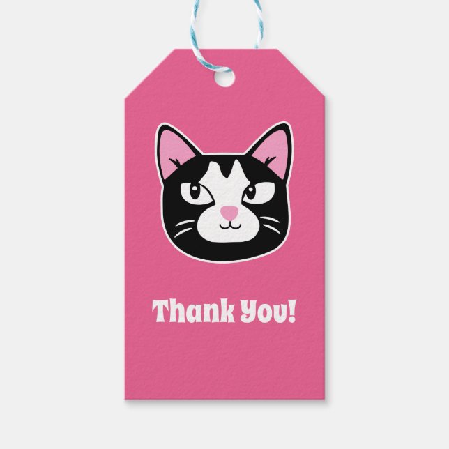 Étiquettes-cadeau Merci chat mignon (Devant)