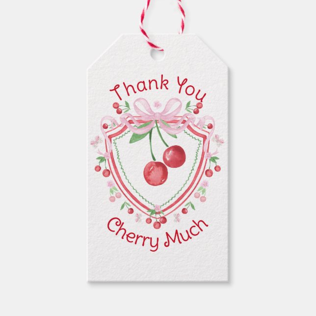 Étiquettes-cadeau Merci Cherry Beaucoup Coquette Cherry (Devant)