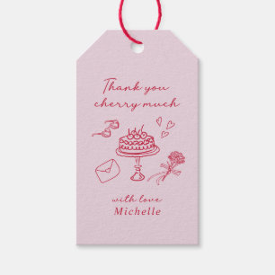 Étiquettes-cadeau Merci Cherry beaucoup rose