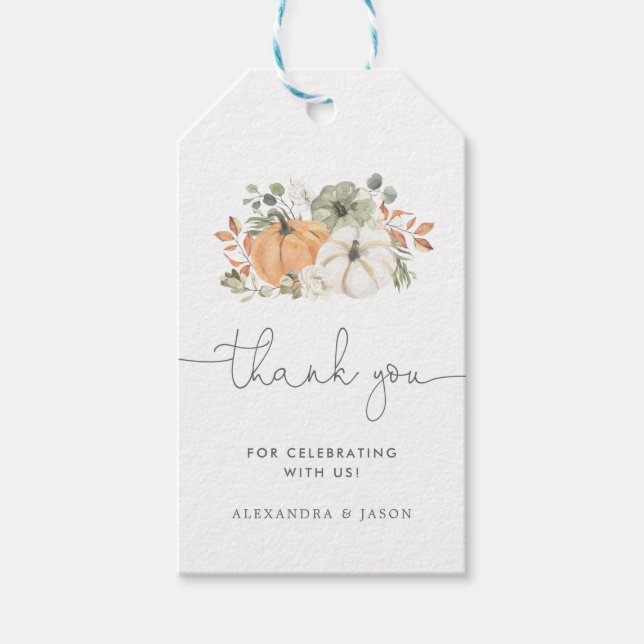 Étiquettes-cadeau Merci Citrouille de Baby shower (Devant)