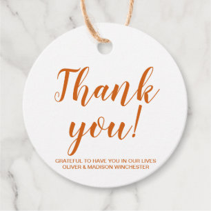 Étiquettes Cadeau Merci citrouille épice script personnalisé grâces