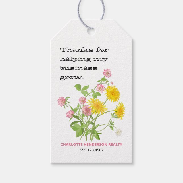 Étiquettes-cadeau Merci client Fleur sauvage Floral (Devant)