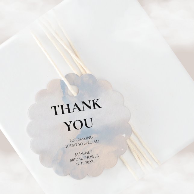 Étiquettes Cadeau Merci Cloud 9 Dégradé Pastel Fête de Mariage Fa (Créateur téléchargé)