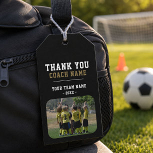 Étiquettes-cadeau Merci Coach Équipe Nom Photo