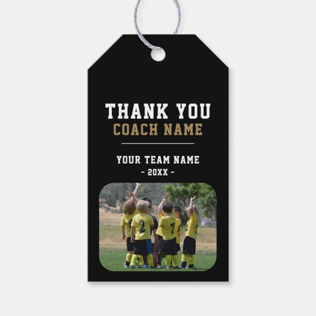 Étiquettes-cadeau Merci Coach Nom de l'équipe Photo (Devant)
