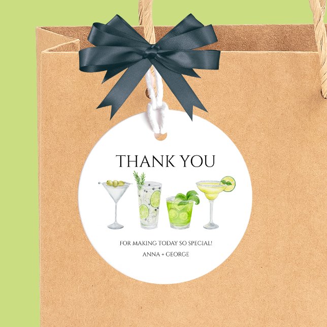 Étiquettes Cadeau Merci Cocktail Margarita Enterrement de vie de jeu (Créateur téléchargé)