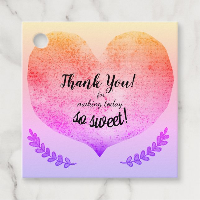 Étiquettes Cadeau Merci Coeur brillant (Devant)