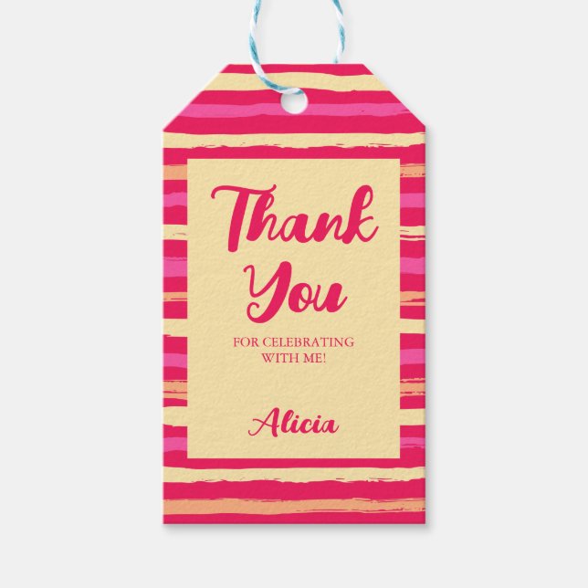 Étiquettes-cadeau Merci coloré rose Peach (Devant)