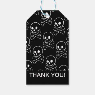 Étiquettes-cadeau Merci Crâne et os croisés