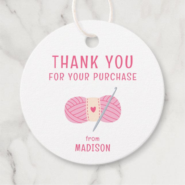 Étiquettes Cadeau Merci Crochet Crochet Pour Votre Achat (Devant)