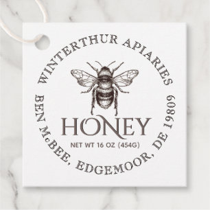 Étiquettes Cadeau Merci Custom Honey Jar Bee Tags Blanc