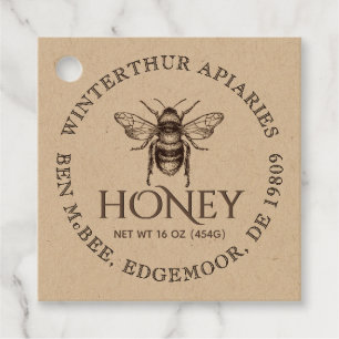Étiquettes Cadeau Merci Custom Honey Jar Bee Tags Kraft