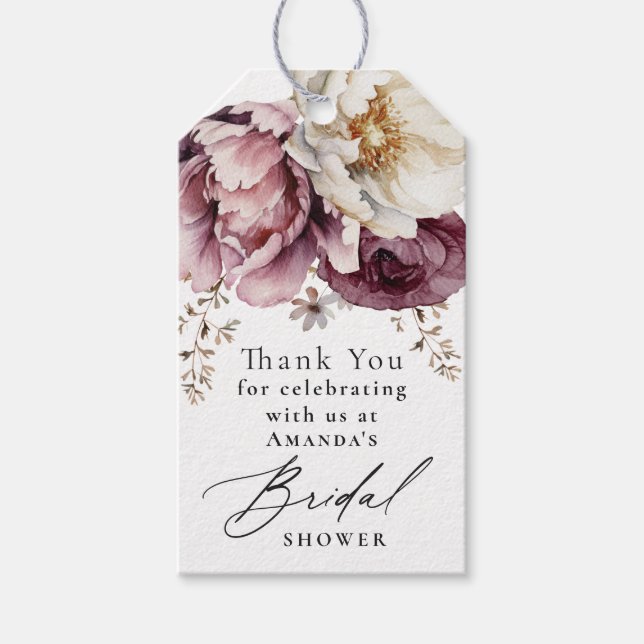 Étiquettes-cadeau Merci d'abondance florale rustique Favoriser (Devant)